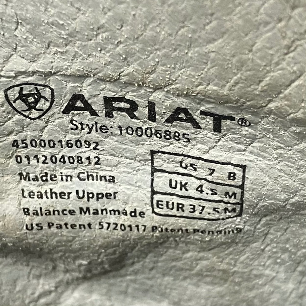 Ariat Womens Earth Rawhide Leather Cream Blue Upper Western Cowboy Boots Size 7 - Picture 8 of 9
